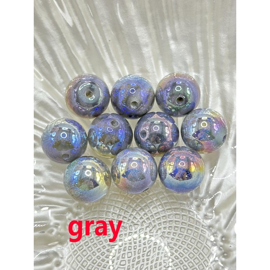 Glossy Acrylic Beads with Glitter Inside, Little UV Plating, 16mm FS