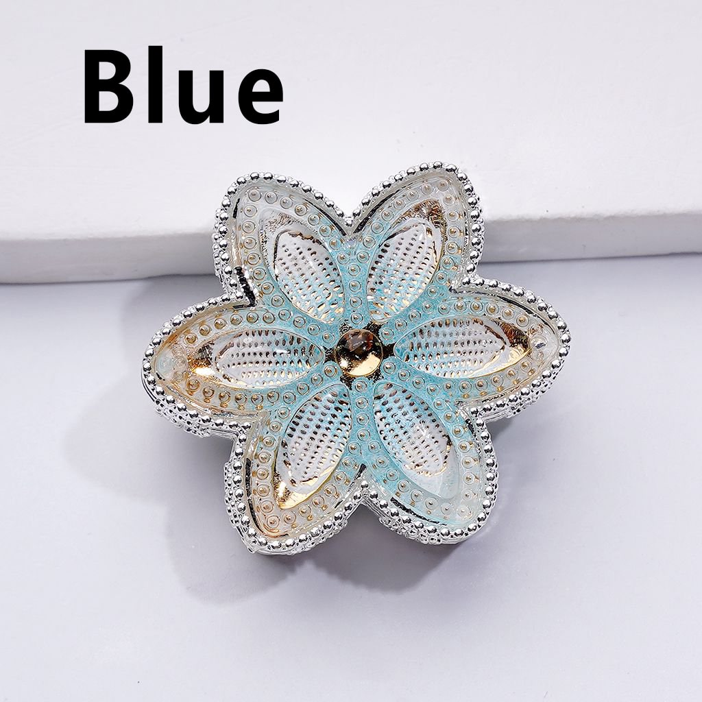 Sparkling Silver Hexapetalous Alloy Flower Beads with Vibrant Rhinestones – Approx. 32MM