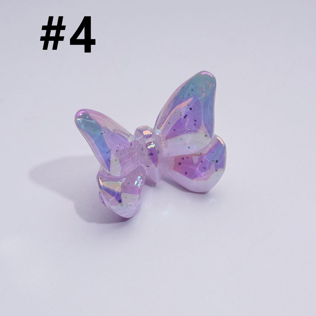 Multi-Color UV Coating Dazzling Butterfly Acrylic Beads, Around 24*20MM