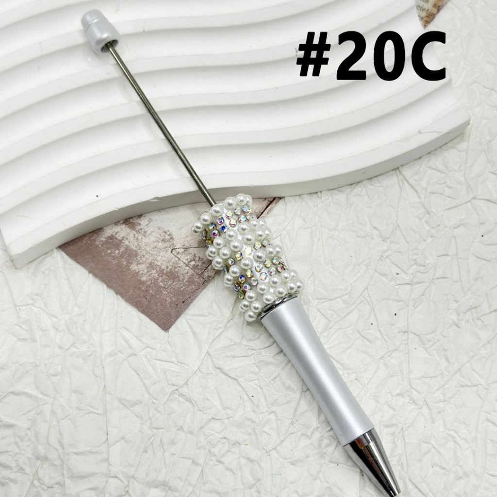 AB Small Rhinestones with White Beadable Pen White Pearl Chain