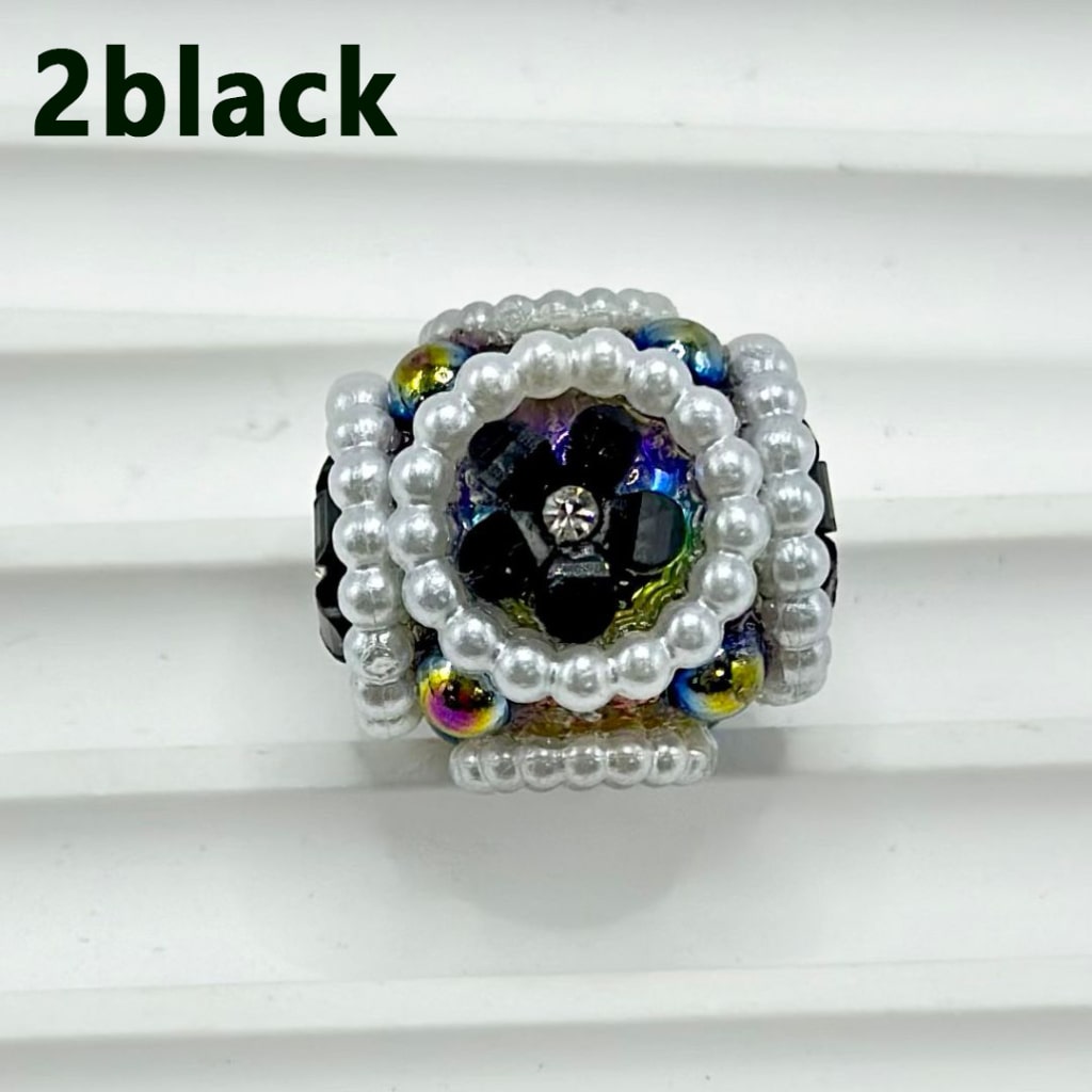 Cute Flowers Clear Rhinestone Inside Bling Bling MiniWhite Pearls Ring Loop Round Acrylic Beads, 20MM