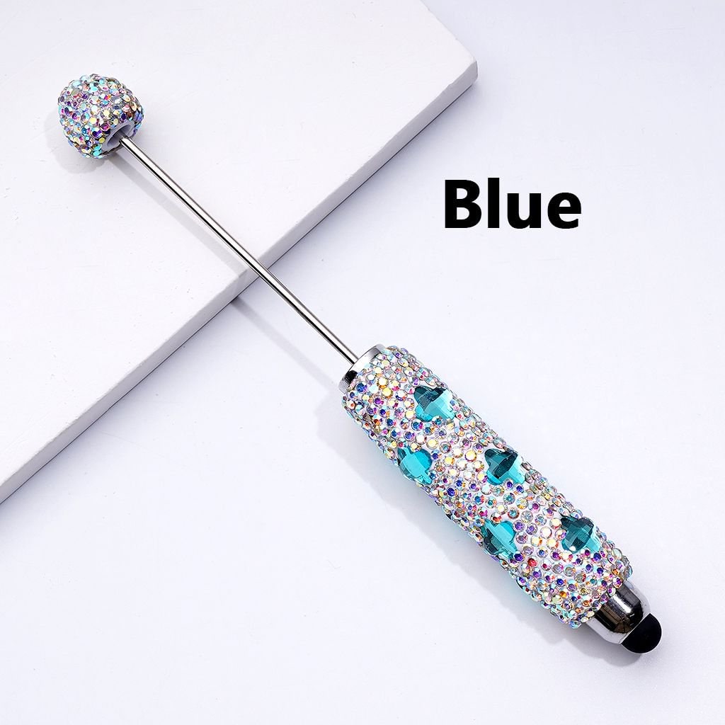 Beadable Clay Stylus Pens Adorned with Vibrant Four-Petal Flowers & Dazzling AB Rhinestones