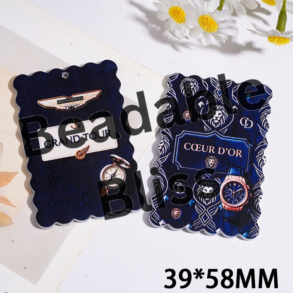 Fashion Watch Acrylic Pendants, Flat Rectangle Shape, 39*58MM Random Mix