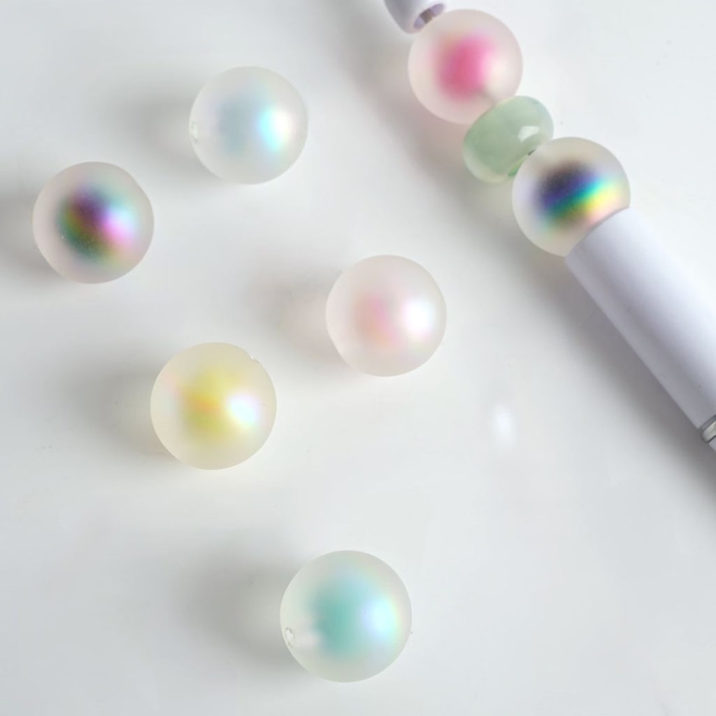 Frosted Double Layer UV Plating Acrylic Beads, Random Mix Color