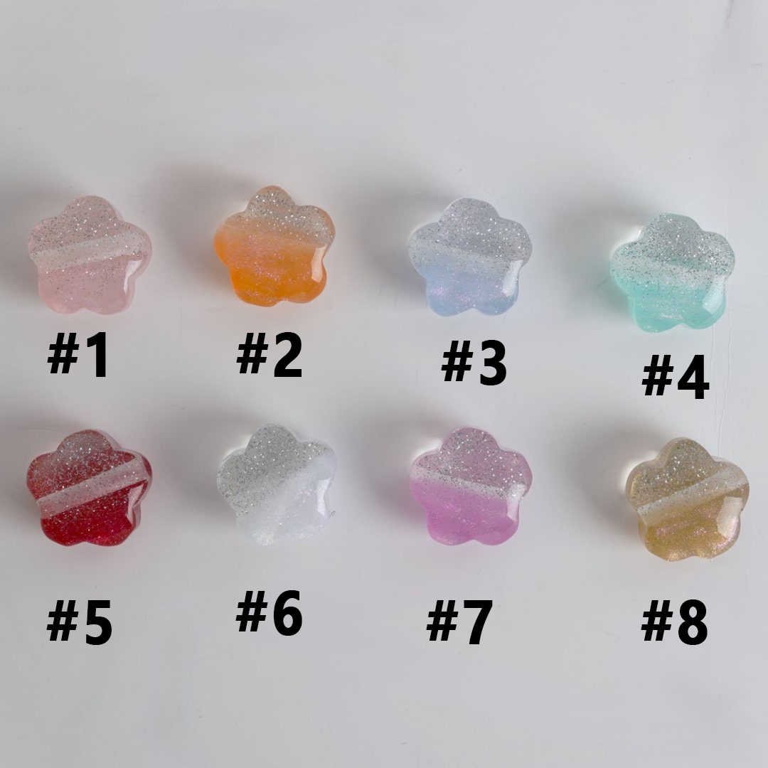 Glittery Flower Half Clear Half Color Acrylic Beads, Around 16MM, Please Read the Description