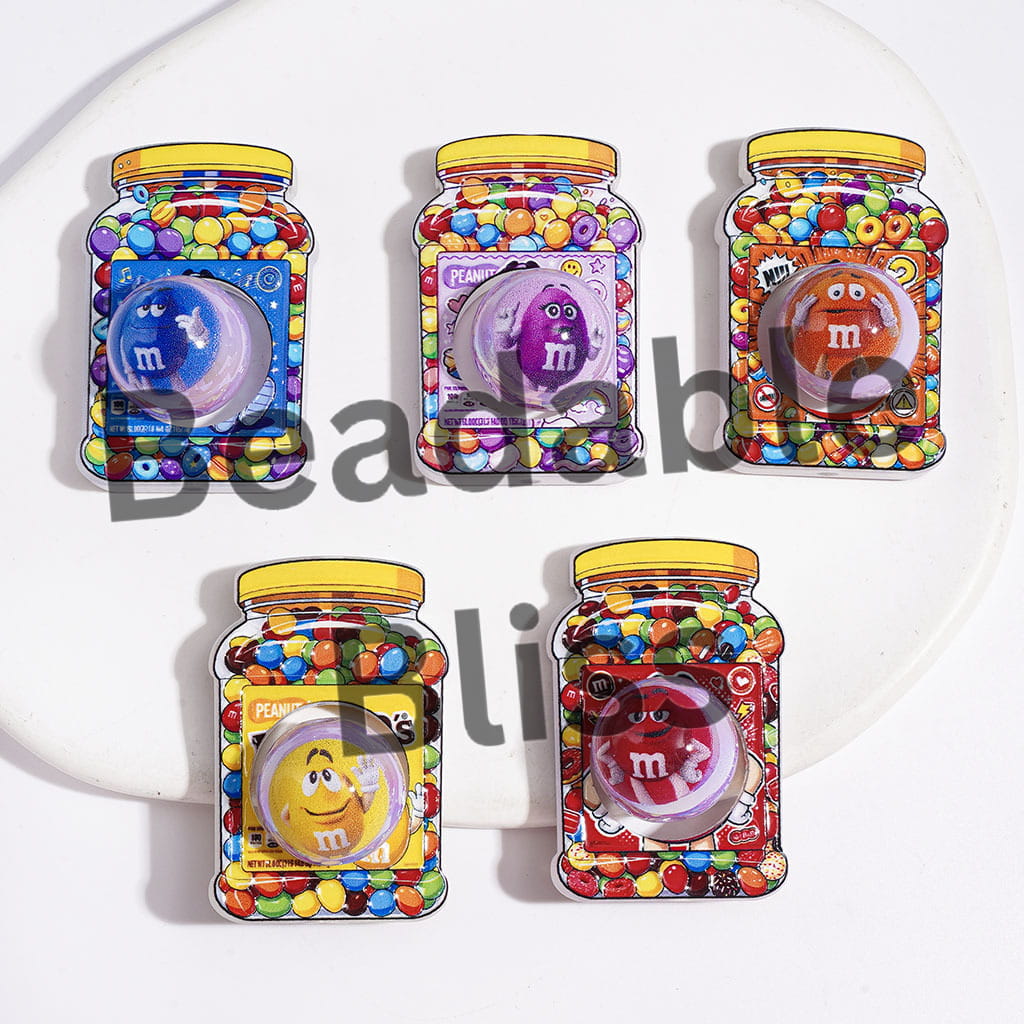 Candy Style Collection Set Acrylic Beads, Hollowed Jar and UV-Coated Round Beads, Random Mix