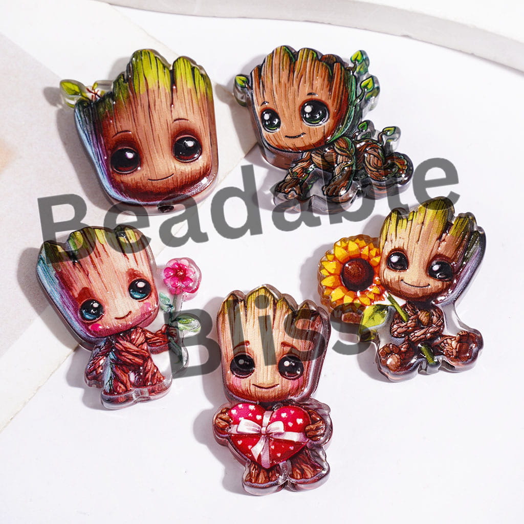 Galaxy Guard Team Withered Wood Character in Various Style Acrylic Beads, Semi-Clear, Random Mix
