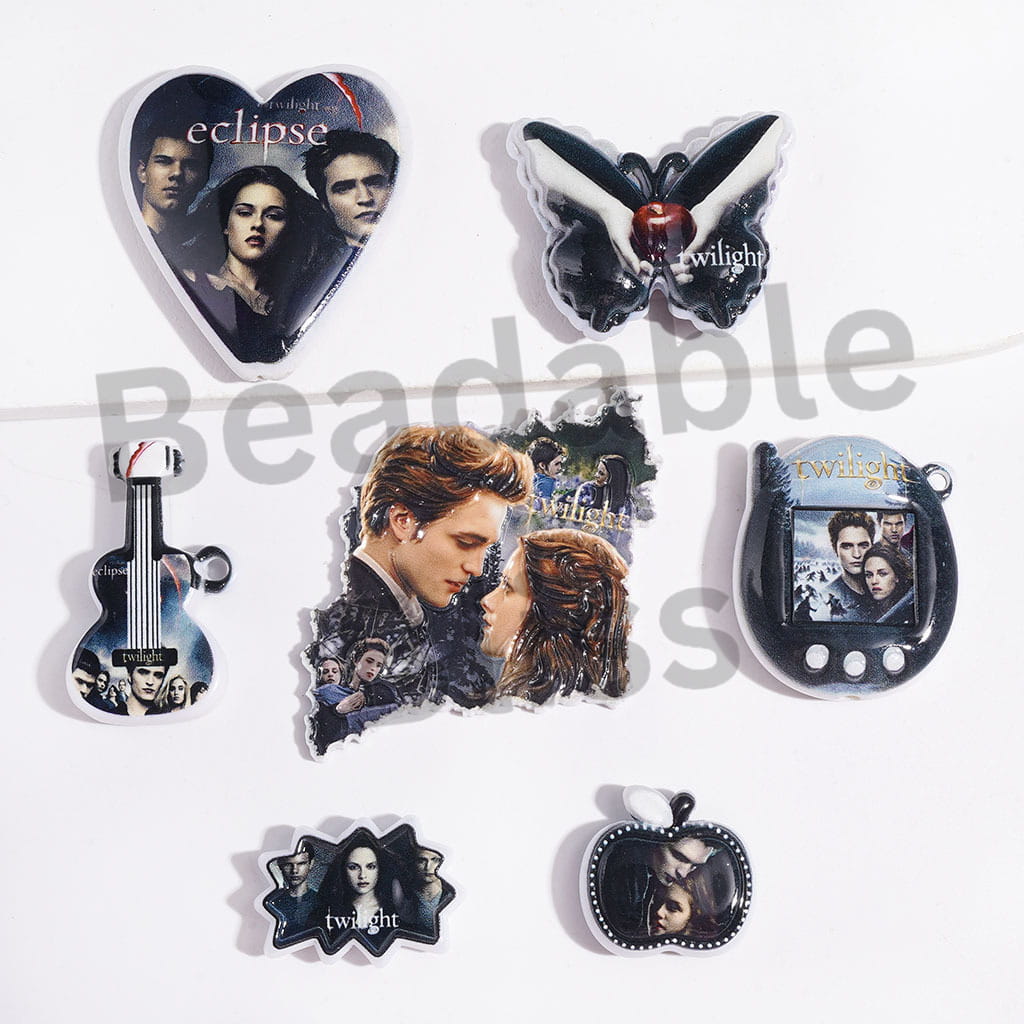 Classic Romantic Vampire Love Series Acrylic Beads and Pendants, Random Mix