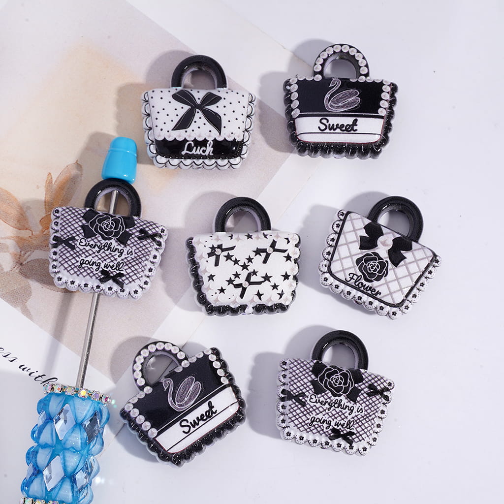 Black & White Handbag Designs, Acrylic Beads Pendant Random Mix