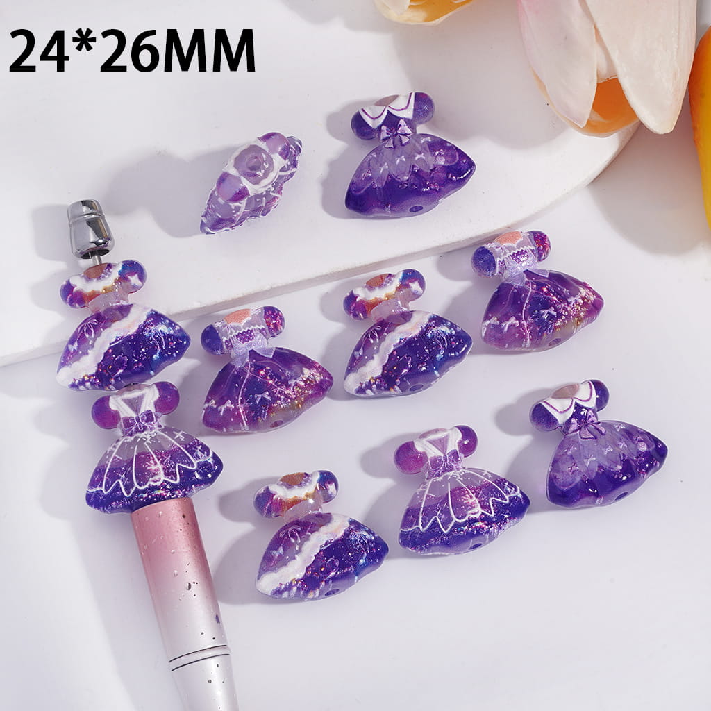 Purple & White Royal Princess Dress Acrylic Beads 24*26MM Random Mix