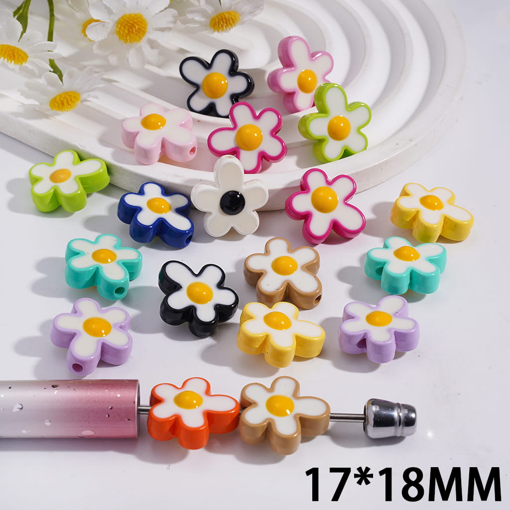 Multi-Color Abnormal Flower Shape Acrylic Beads 17*18MM Random Mix