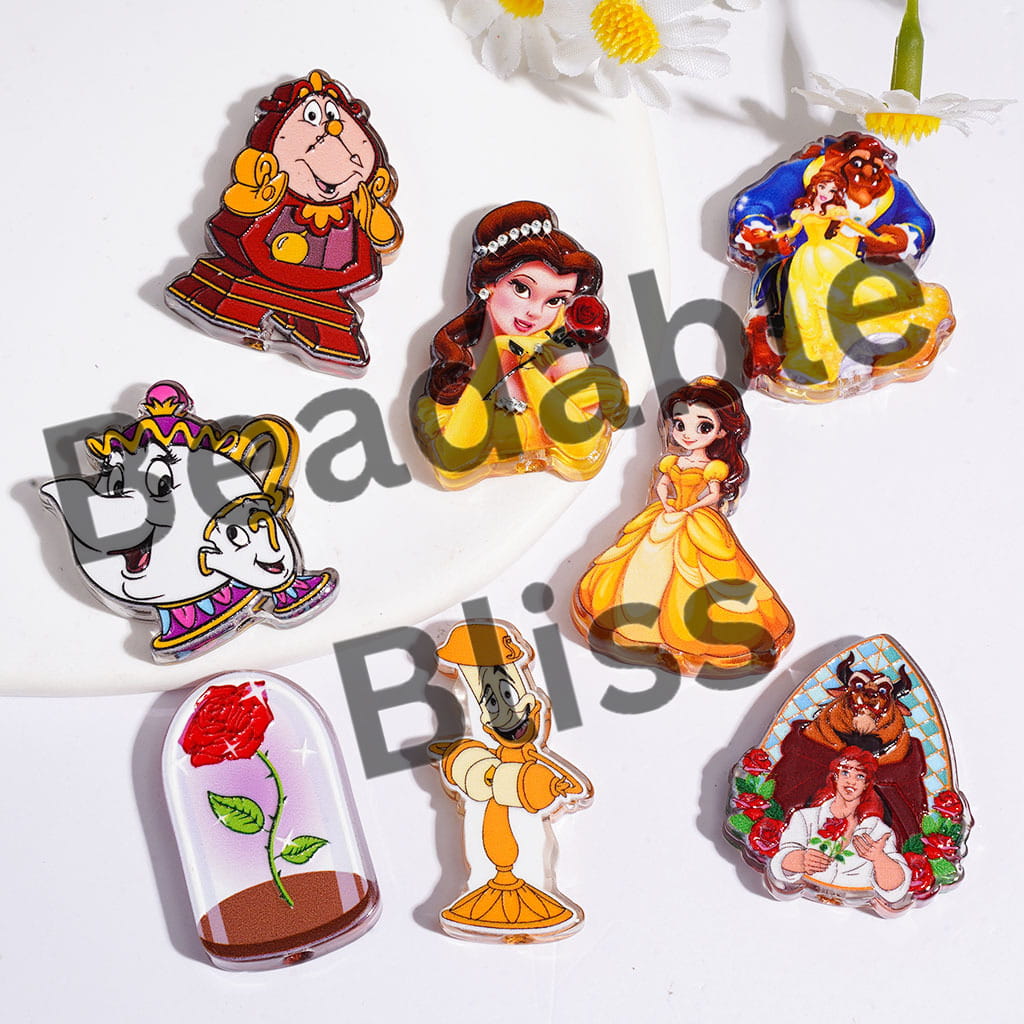 Acrylic Beads Beautiful Girl and Wild Beast Character, Random Mix