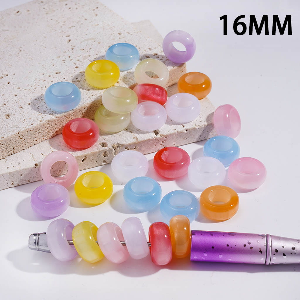 Cat Eye Glitter Acrylic Beads Round Ring Loop Big Hole 9MM Random Mix (the Hole Diameter is Around 9MM)
