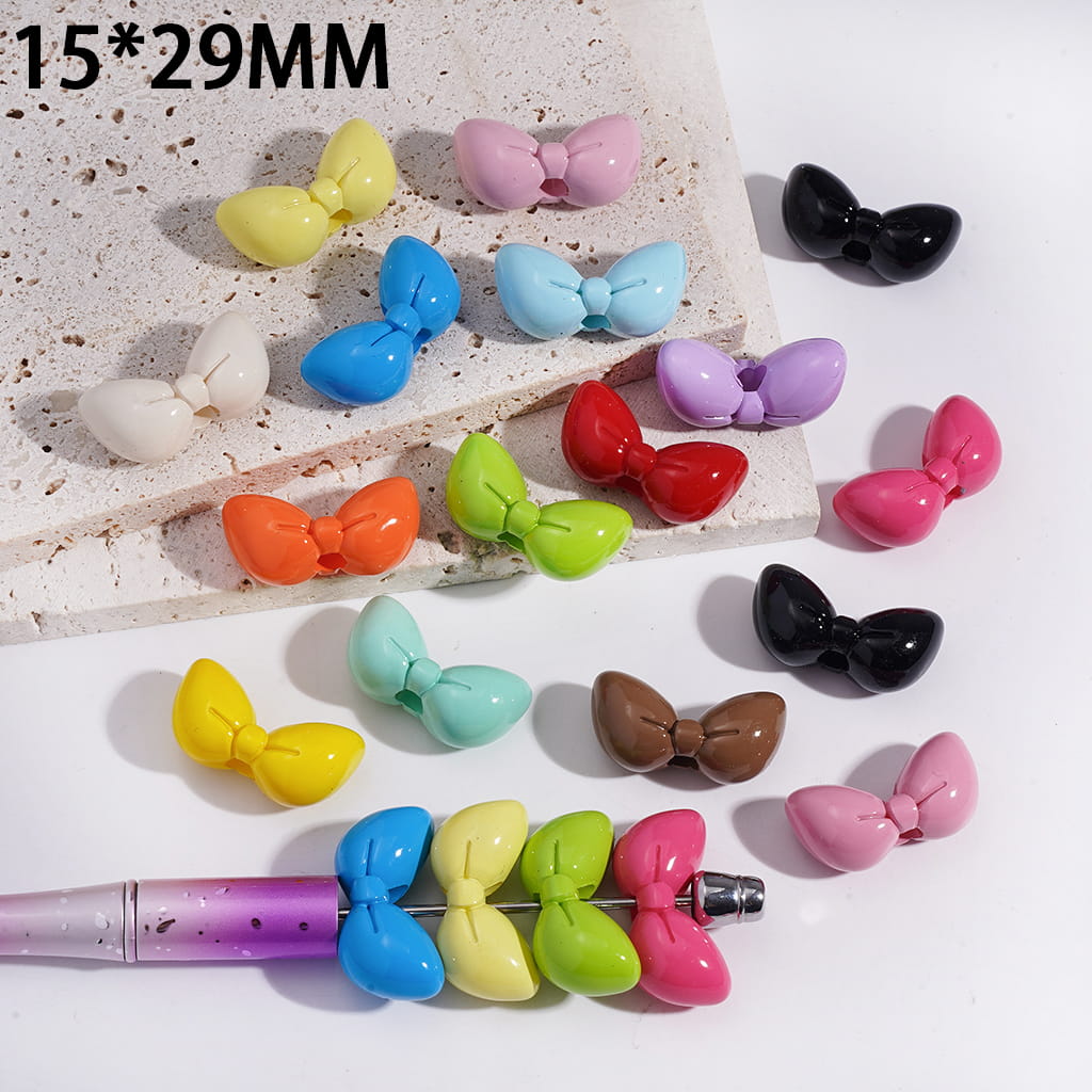 Multicolor Bowtie Shape Acrylic Beads 15*29MM, Random Mix