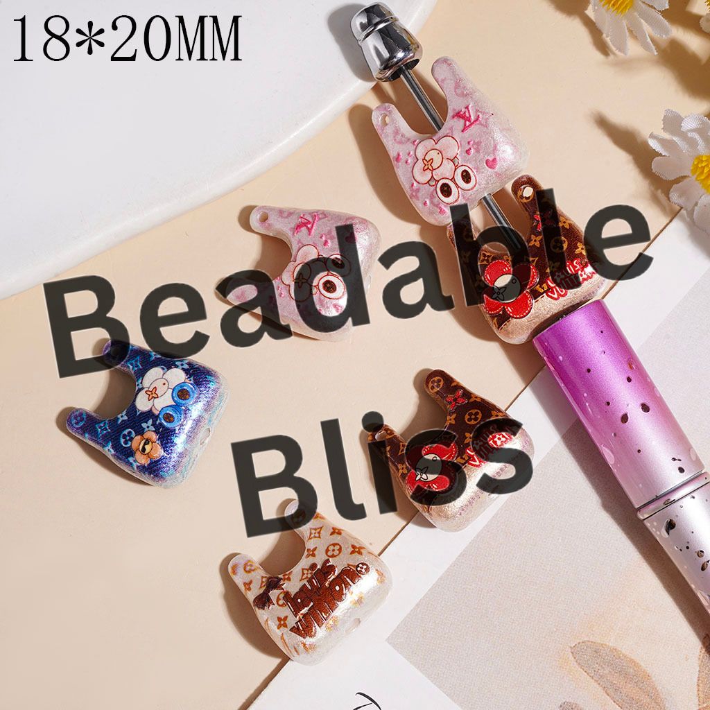 Famous Retro Handbag in Assorted Style Acrylic Beads, 18*20MM, Random Mix