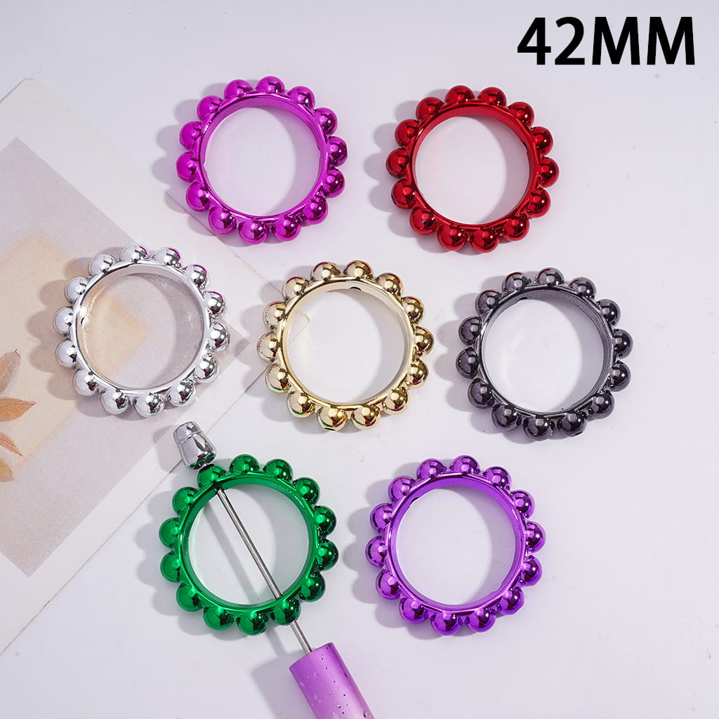 Metallic Sun Shine Round Ring Acrylic Beads 42mm Random Mix