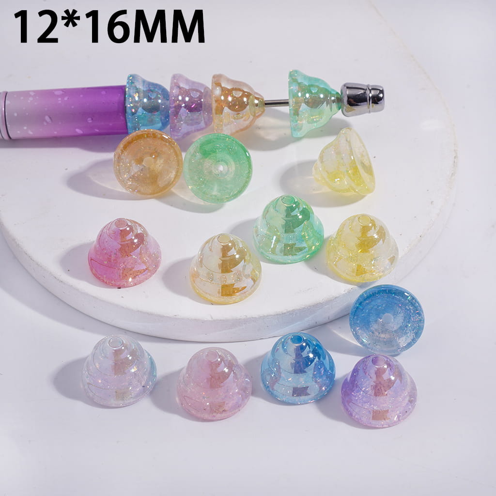 UV Coating Tiny Gold Foil Paper Bell Shape Acrylic Beads 12*16MM, Random Mix