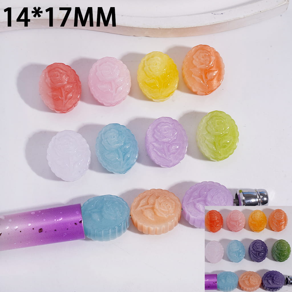 Cute Color-Changing Flower with Wavy Oval Shape Acrylic Beads 14*17MM, Random Mix