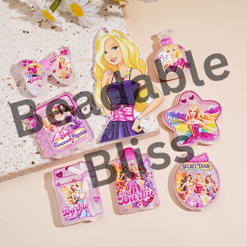 Acrylic Beads Pendants Pink Fashion Doll Character Series, Random Mix