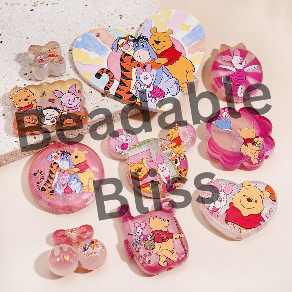 Classic Animation Animal Character in Various style Acrylic Bead Pendants, Random Mix
