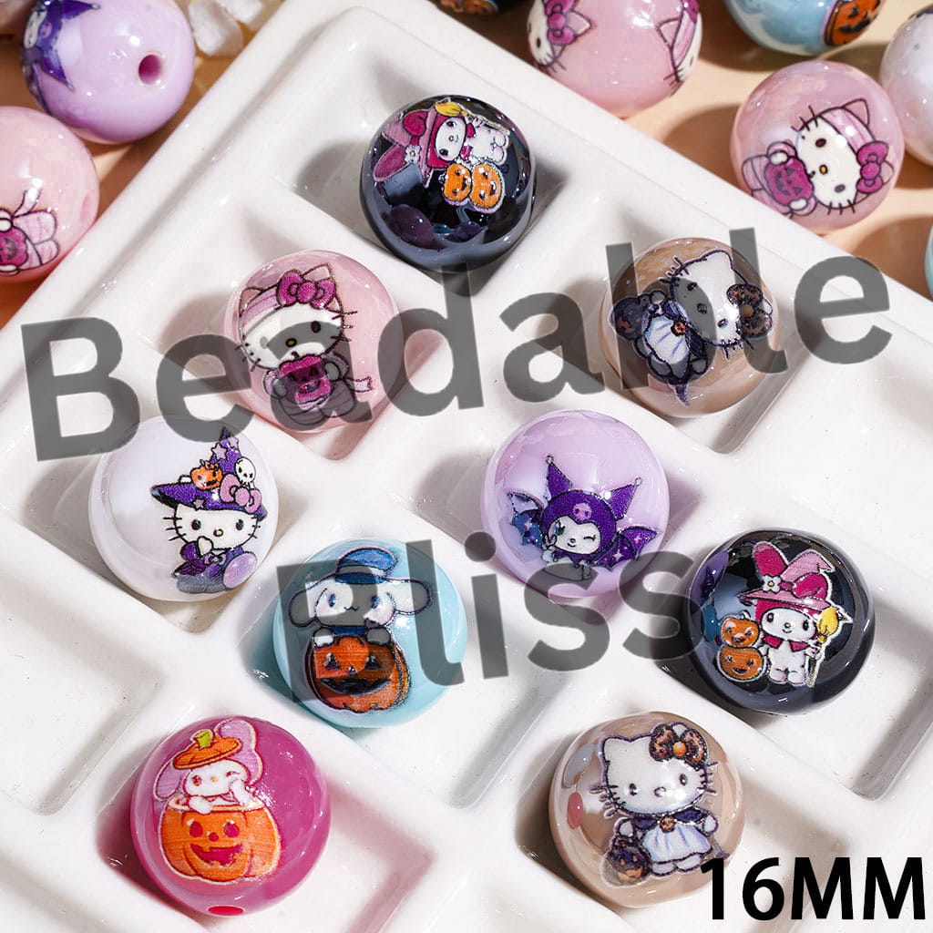 Acrylic Beads for Bracelets Halloween Adorable Character Series, 16MM, Random Mix