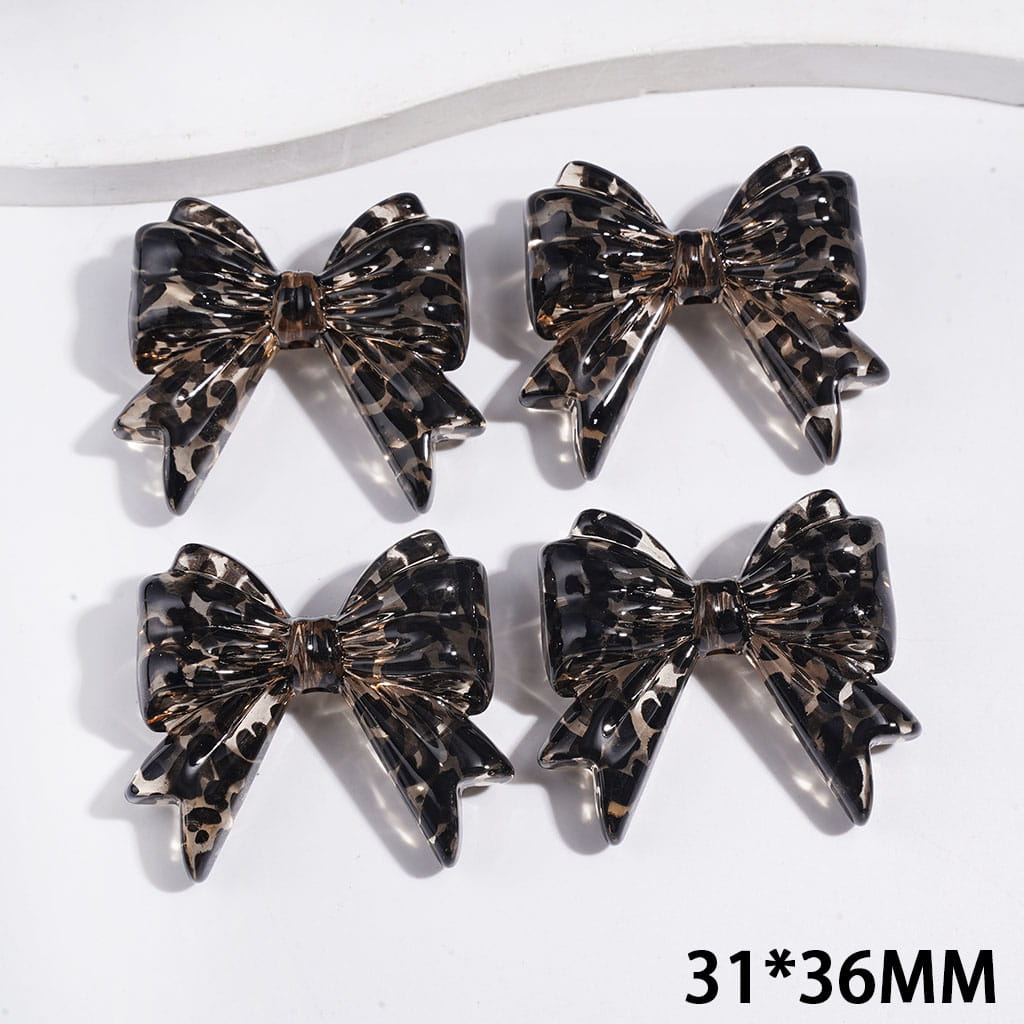 Light Brown Flower with Jaguar Prints Acrylic Beads, Semi-Clear, 31*36MM