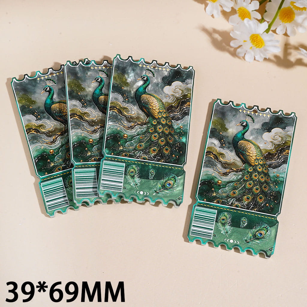 Acrylic Pendants with Peacock Series Stamps, 36*69MM