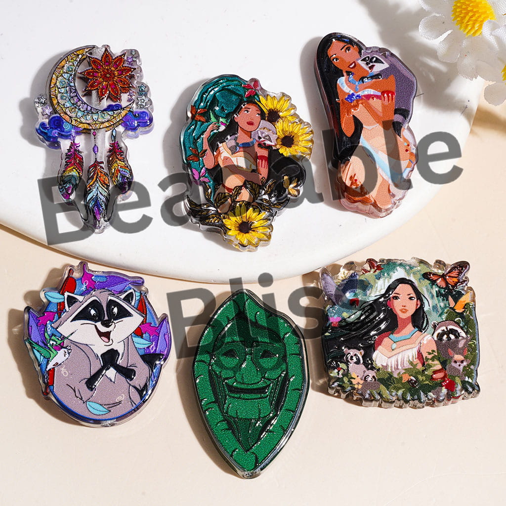 Indian Princess Raccoon Grandmother Willow Dreamcatcher Acrylic Beads, Random Mix