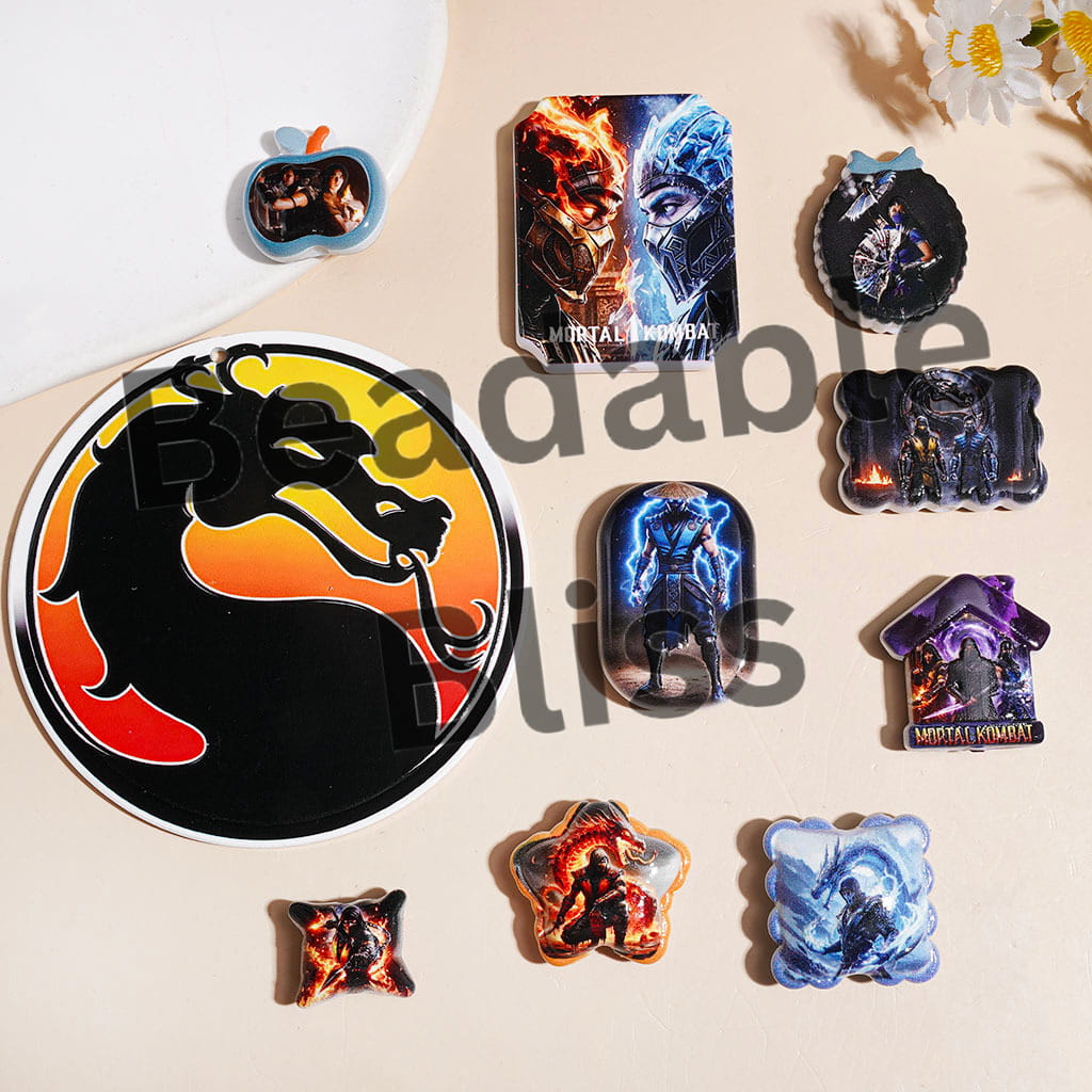Game Character Series Acrylic Beads and Pendants, Random Mix