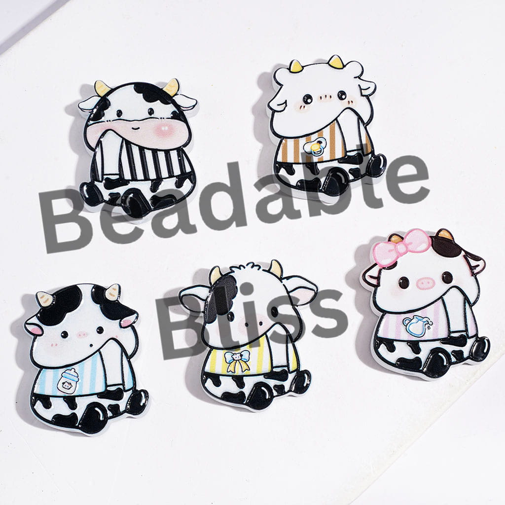 Dairy Cattle Cow Series in Man Exclusive Theme Acrylic Beads, Random Mix