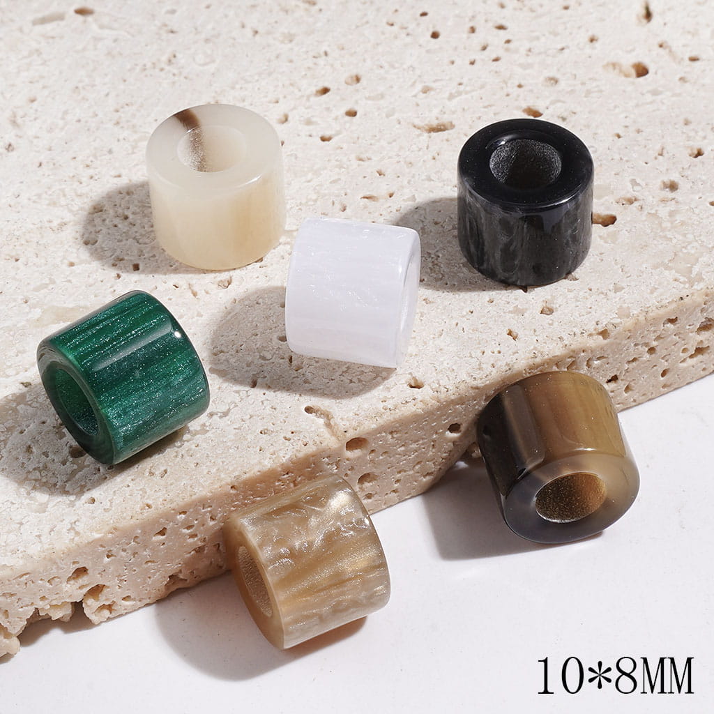 Elegant Short Cylinder-Shaped Acrylic Beads, Large Hole Beads, 10*8MM, Multi-Color, Random Mix (The Hole Diameter is 5MM)