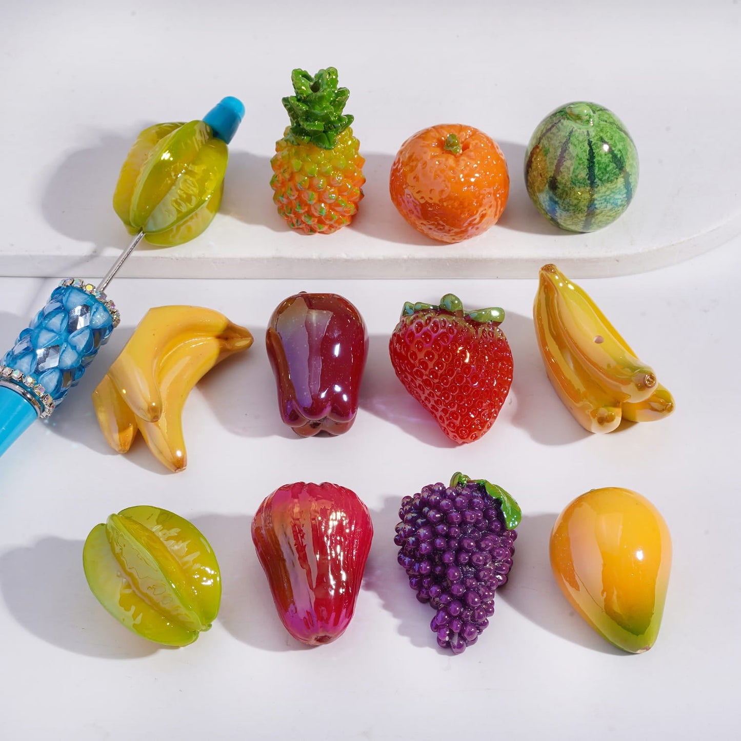 Acrylic Beads UV Coating Delicious Fruit Series, Random Mix