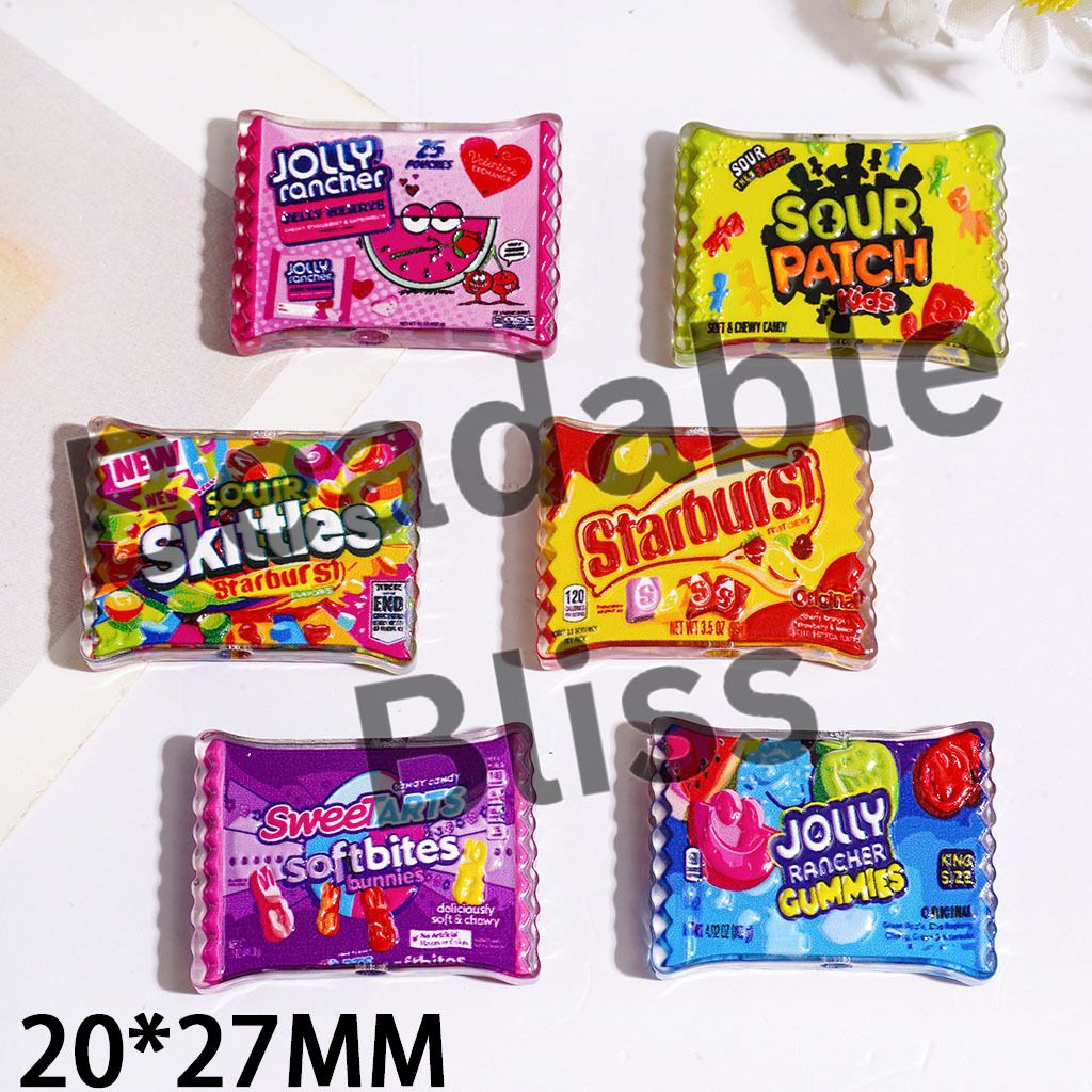 Acrylic Beads Fruit-Flavored Gummy Candy Series, 20*27MM, Semi-Clear, Random Mix