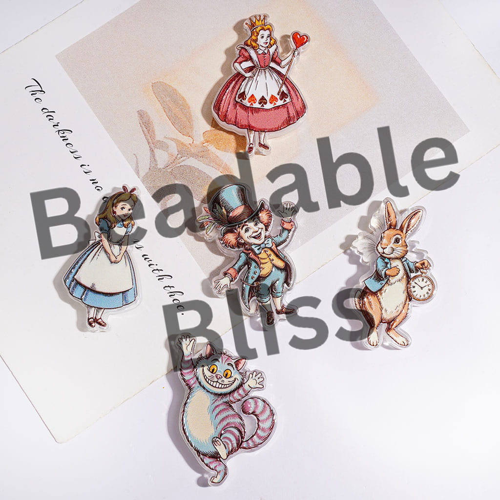 Acrylic Beads Queen Host Girl Rabbit Cat Characters Series, Random Mix