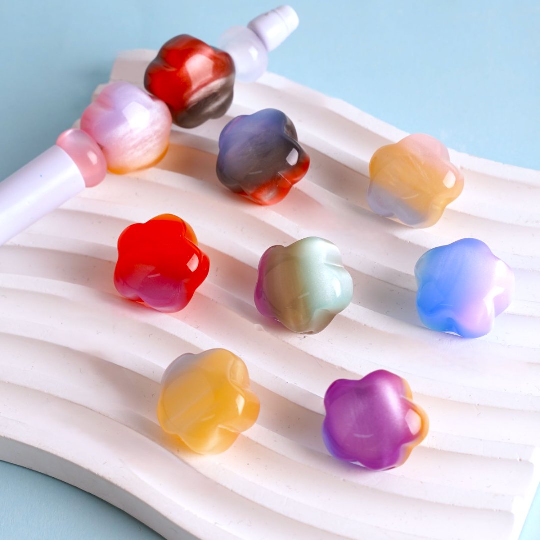 Nebula Style Flower Mixed Color Acrylic Beads, Around 20MM, Please Read the Description