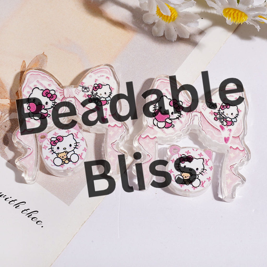 Acrylic Beads Cute Cat Character Pattern Bowtie and Various Tiny Decoration Piece (Please Read Description)