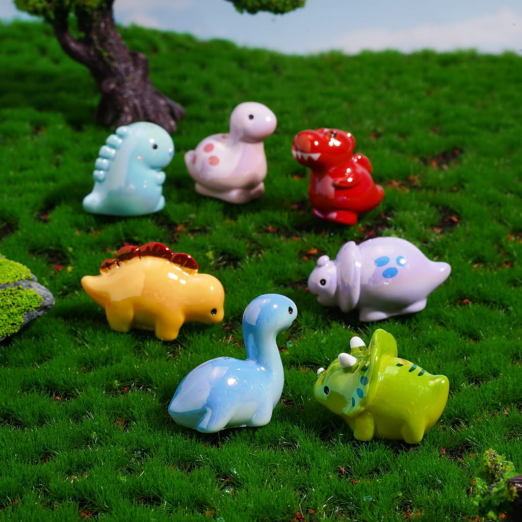 UV Coated Cute Dinosaur Character in Version Style Acrylic Beads Random Mix