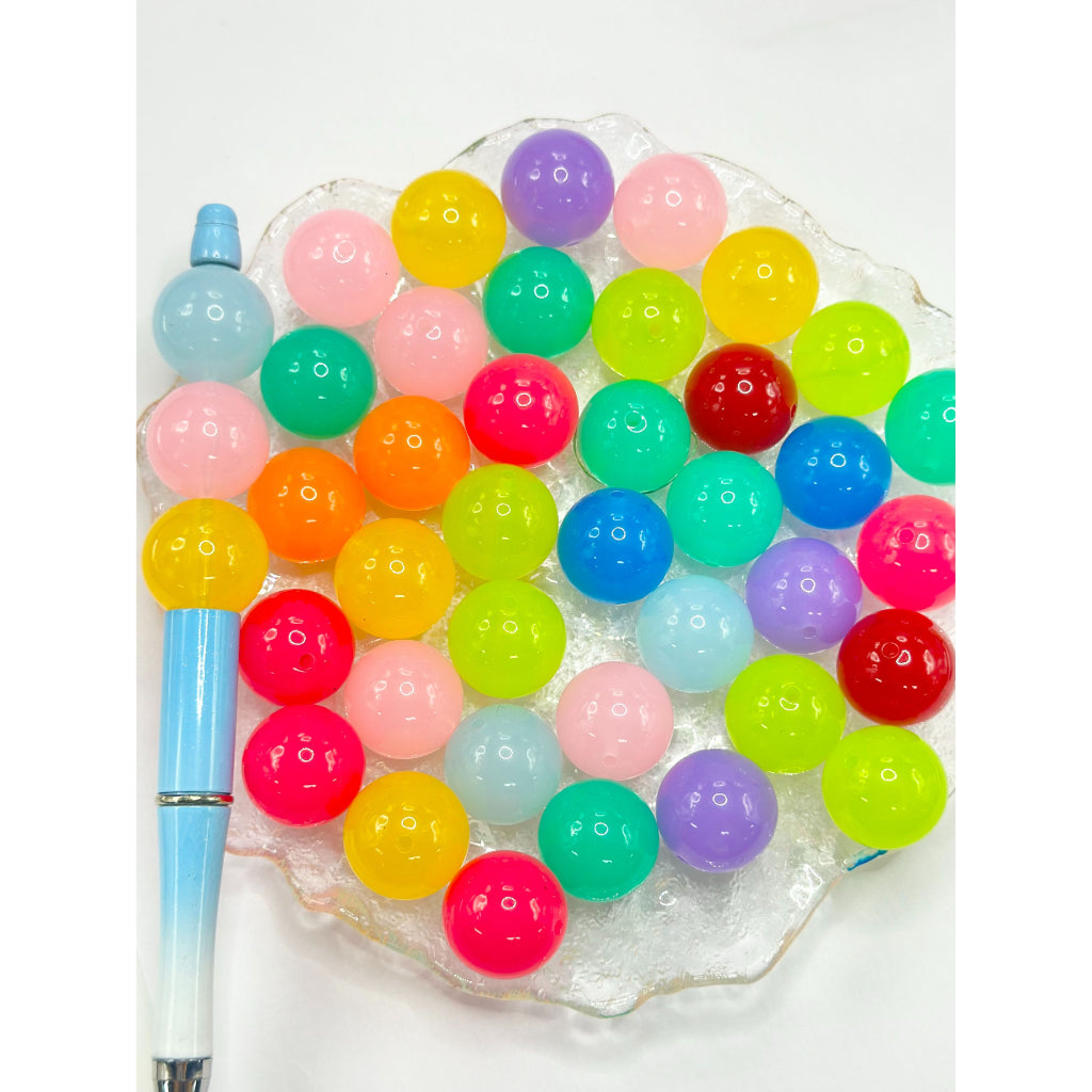 Mix of Glossy Round 20mm Jelly Colored Acrylic Beads