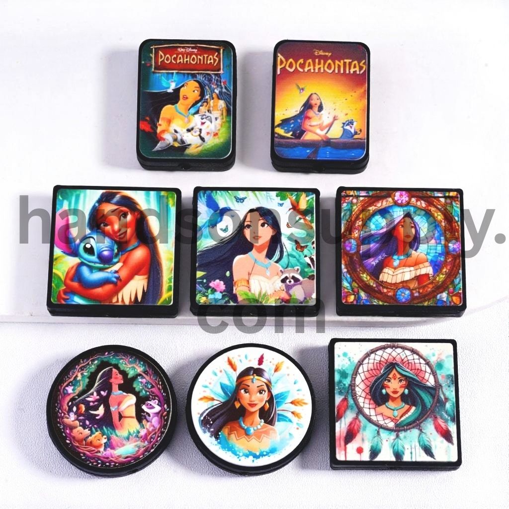 3D Indian Princess and Animal Character Series Horizontal Hole Flat Different Shape Designs Silicone Focal Beads Random Mix
