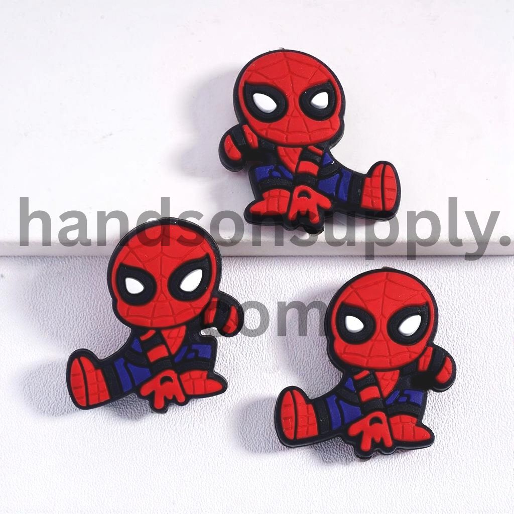 Web Hero Character in Classic Action Pose Silicone Focal Beads
