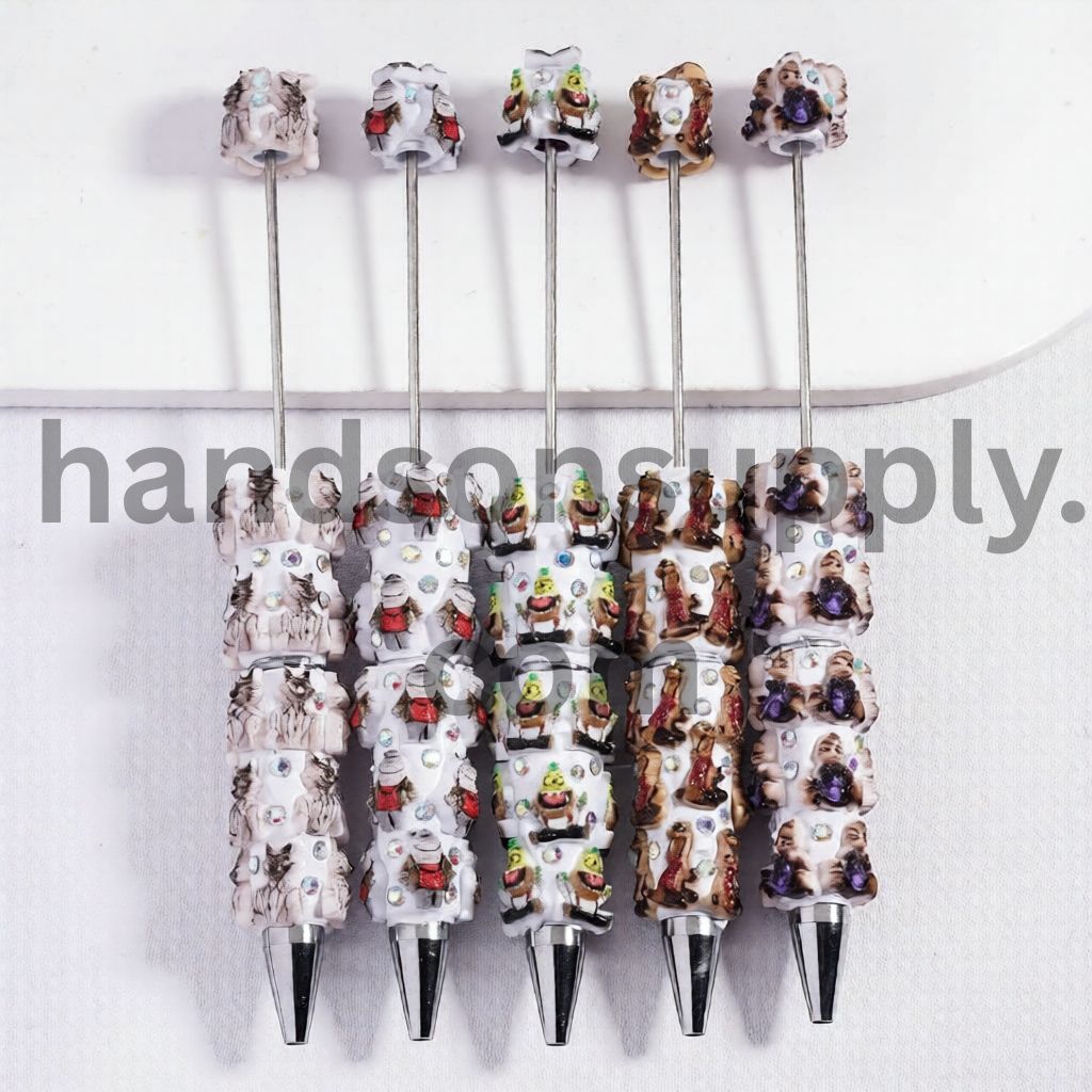 Funny Animated Robbery Character Beadable Clay Pen with AB Rhinestone Random Mix