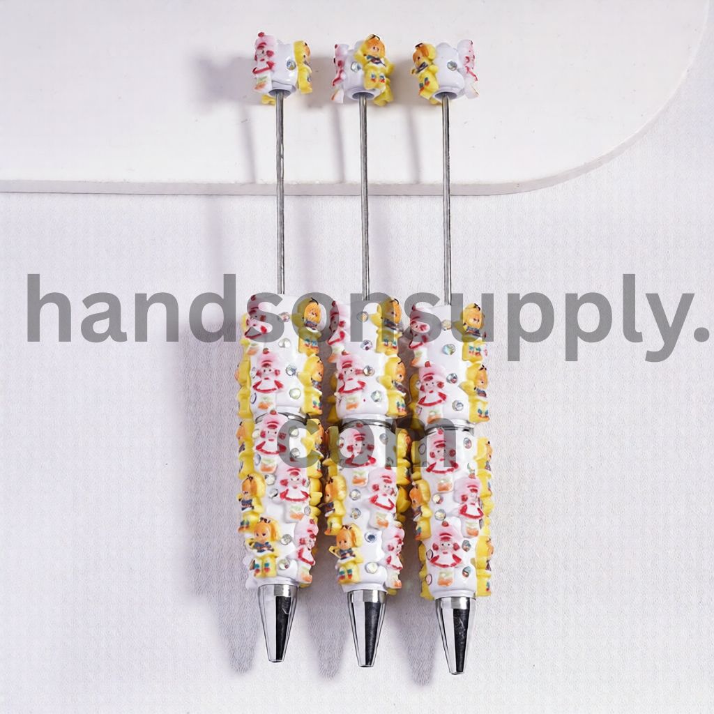 Rainbow Fairy & Berry Girl Series, with Multi‑Color AB Rhinestones & White Pearls Beadable Clay Pens