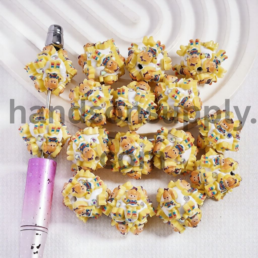 Rainbow Fairy Character with AB Rhinestones Colorful Round Clay Beads 20MM