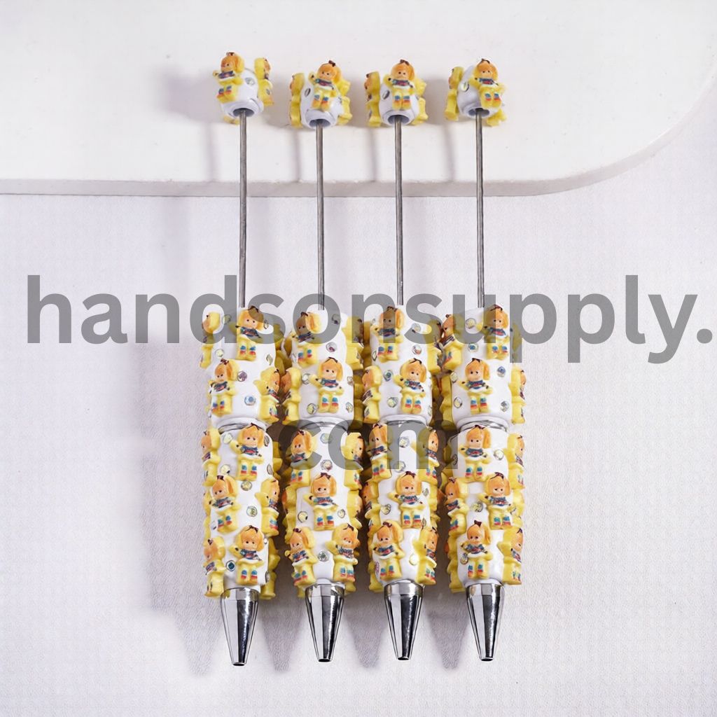 Rainbow Fairy Beadable Clay Pens with AB Rhinestones & White Pearls