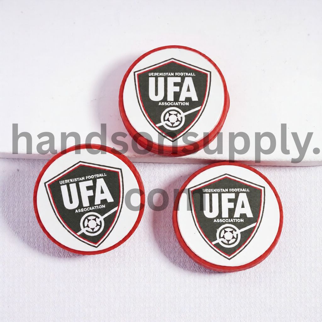 Uzbekistan Football Soccer Team Sport Theme Print Flat Round Shape Silicone Focal Beads