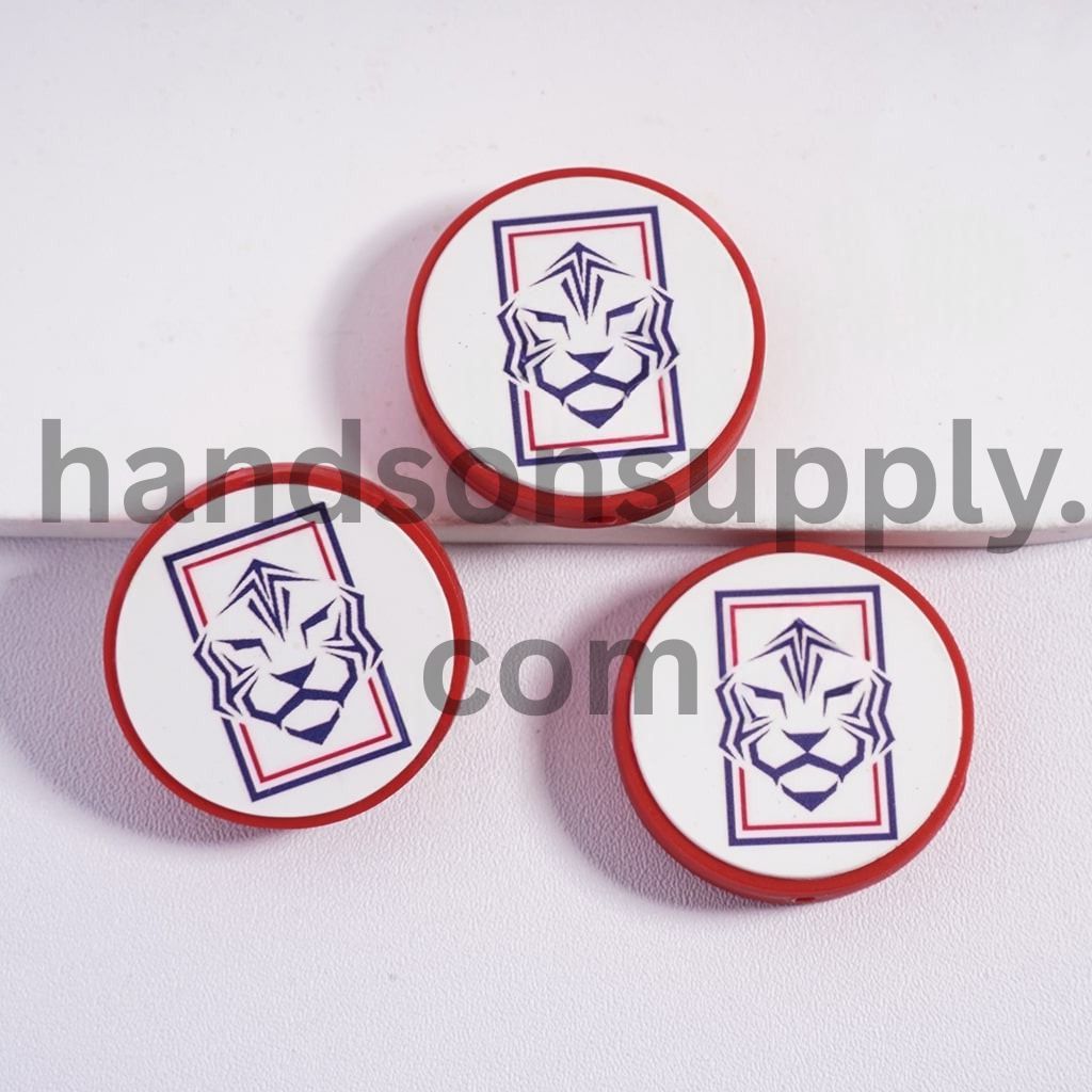 South Korea Football Soccer Team Sport Theme Print Flat Round Shape Silicone Focal Beads