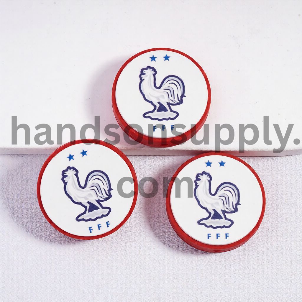 France Football Soccer Team Sport Theme Print Flat Round Shape Silicone Focal Beads