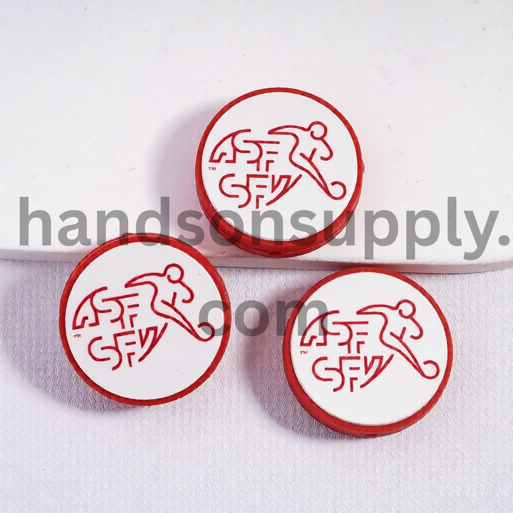 Switzerland Football Soccer Sport Theme Team Print Flat Round Shape Silicone Focal Beads