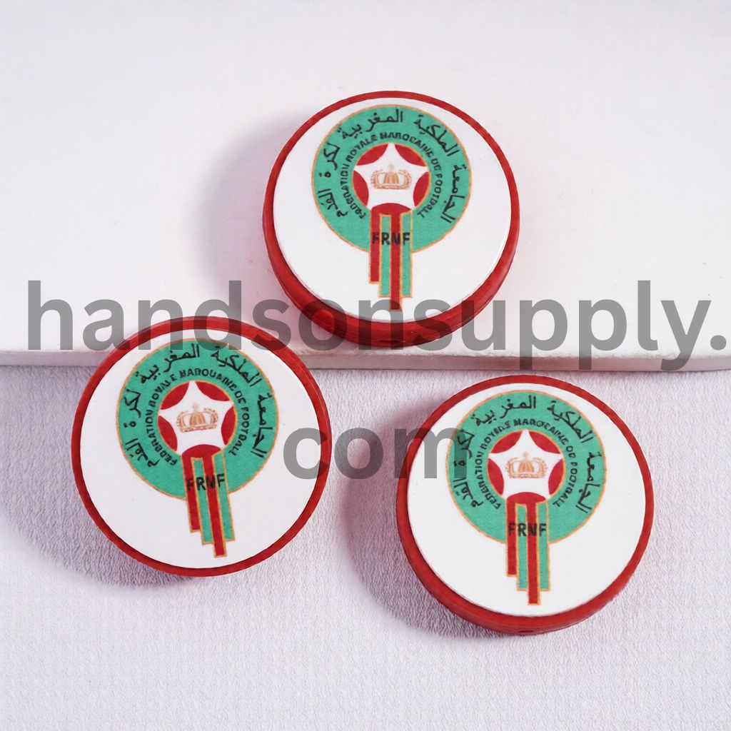 Morocco Football Soccer Sport Theme Team Print Flat Round Shape Silicone Focal Beads