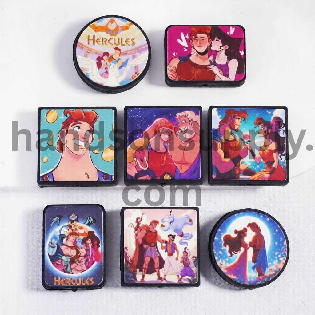 Strong Man Character Series Print in Differnt Shapes & Design Silicone Focal Bead Random Mix